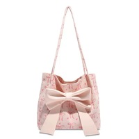 Nouveau Sac Fourre-tout Femme en Velours Côtelé Imprimé Nœud Papillon Grande Capacité Sacs à Bandoulière pour le Travail, le Shopping, Printemps, Automne, Été, Hiver