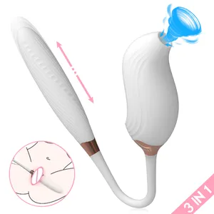 3 in 1 alat masturbasi wanita alat seks teleskopik pemanas untuk wanita g spot mawar bentuk klitoris mengisap lidah vibrator telur