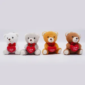 Factory Cheap small size Love Heart Plush Bear Toy 2 styles 10 cm Valentine's Day keychain bear cute mini teddy bears