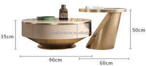 โต๊ะ<span class=keywords><strong>กาแฟ</strong></span>ทรงกลมสไตล์ทันสมัยแผ่นหินสแตนเลสโต๊ะกลางดีไซน์พร้อมลิ้นชักโต๊ะห้องนั่งเล่นวิลล่าโต๊ะมุม - Product Image 6