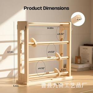 Organizador giratorio de escritorio de 3 niveles para cintas de madera, para manualidades, costura, floristería y uso en pastelerías. - Product Image 4