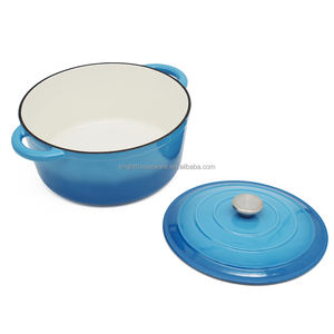 Helder Huishoudelijke Artikelen Nieuw Blauw Hot Selling Gietijzeren Nederlandse Oven Antiaanbakoven Kookpot Gradiënt Blauw Email Gietijzeren Braadpan - Product Image 5