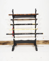 Support d'exposition d'épées à plusieurs niveaux pour sol WJU09, 6 à 12 niveaux, pour katana, arcs traditionnels, armes, artisanat en bois