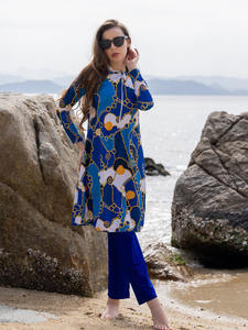 Traje de Baño Musulmán para Mujer, Burkini Estampado de Manga Larga, Ropa de Playa Modesta de Secado Rápido, Venta al Por Mayor - Product Image 6