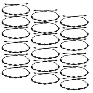 <span class=keywords><strong>Pulsera</strong></span> de Hilo Negro de <span class=keywords><strong>7</strong></span> <span class=keywords><strong>Nudos</strong></span> Hecha a Mano al por Mayor, <span class=keywords><strong>Pulsera</strong></span> de Cuerda Tejida Ajustable para Hombres y Mujeres - Product Image 1