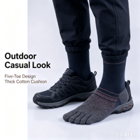Chaussettes Rétro OEM ODM en Coton Éponge Épais et Rembourré à Cinq Doigts, Unisexe, avec Logo Personnalisé, pour Randonnée en Extérieur