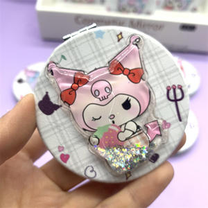 Personnage de dessin animé Kuromi brillant liquide Quicksand miroir cosmétique belle paillettes miroir de poche Girly <span class=keywords><strong>maquillage</strong></span> mélodie carré - Product Image 5