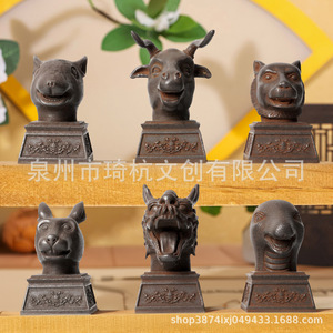 เครื่องประดับหัวสัตว์ 12 แบบสไตล์จีน เรซินสังเคราะห์ แพ็คเกจหลายชิ้น ของตกแต่งโต๊ะทำงานสไตล์เซน ของขวัญสำหรับสำนักงาน - Product Image 2