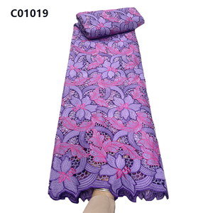 CHOCOO precio al por mayor tela de encaje de guipur DE BODA Africana tela de encaje de cordón Soluble en agua multicolor para ropa - Product Image 1