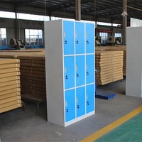 Armoire de rangement métallique à 9 portes en acier laminé à froid avec serrure à clé, démontable, à poser au sol, pour salle de sport, école, bureau