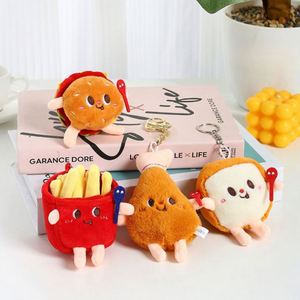 Llaveros de Peluche de Comida Adorables al por Mayor: Patatas Fritas, Hamburguesas y Perritos Calientes de Dibujos Animados, Mini Figuras Suaves para Mochilas/Bolsos - Product Image 1