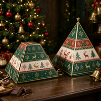 Maßgefertigte Pyramidenbox Umweltfreundlich Recycelbar Hochwertig Weihnachtsstil Kuchen-Dessert-Box Europäische To-Go-Box