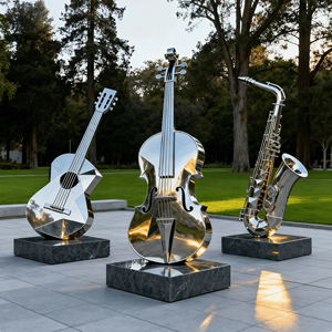 定制现代不锈钢小提琴大提琴吉他雕塑，采用焊接工艺，音乐婚礼装饰 - Product Image 2