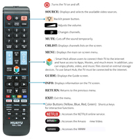Télécommande de remplacement à code fixe HUAYU RM-L1598 pour téléviseurs intelligents Samsung Bn59-01250a/Bn59-01259b/Aa59-00786a avec pile AAA