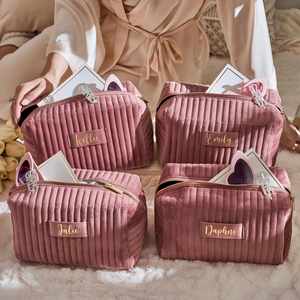 Personalized Velvet Makeup <b>Bag</b> for Travel, Custom Cosmetic <b>Bag</b> for <b>Mother</b>, Wife, Friends, <b>Bride</b>, Bridesmaid, Wedding Favors - Product Image 5
