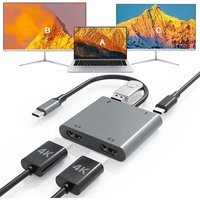 Station d'accueil USB-C 4-en-1 4K avec double moniteur HDTV et port de charge PD 100W