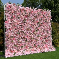 Backdrop Dinding Bunga Pernikahan Custom dengan Alas Velcro, Gulung, Latar Belakang Dinding Bunga 5D untuk Dekorasi Pernikahan dan Ulang Tahun