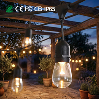 Guirlande lumineuse solaire extérieure S14 IP65 LED étanche noire pour patio, jardin, mariages, fêtes de Noël, décorations festives