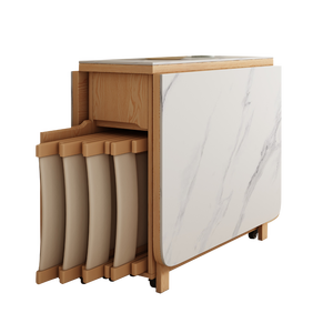 Bàn ăn gỗ nguyên khối đa năng hiện đại, kiểu gấp gọn, có thể kéo dài, thiết kế tiện lợi, tích hợp ngăn chứa đồ. - Product Image 5