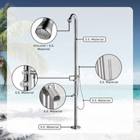 Douche extérieure autoportante en acier inoxydable BOBAO avec bec de lavage des pieds pour piscine