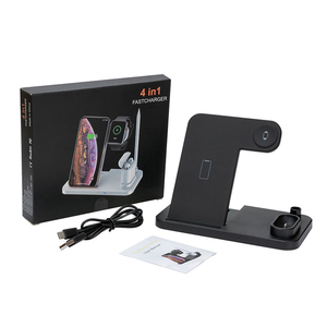 Soporte y soporte de carga inalámbrico portátil 4 en 1 de 10W para iPhone Earb <span class=keywords><strong>Pro</strong></span> para <span class=keywords><strong>Huawei</strong></span> <span class=keywords><strong>P30</strong></span> para Samsung S10 para Airpods - Product Image 1