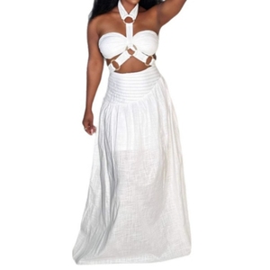 Women's Padded Strapless Top With <b>Spaghetti</b> <b>Straps</b>, Neckline Cutout Dresses Fashion - Product Image 1