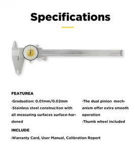 Asimeto 303 Series Stainless Steel High Precision150mm Accuracy 0.02Mm <strong>Dial</strong> <strong>Caliper</strong> for Stable <strong>Reading</strong> Vernier <strong>Caliper</strong> - Product Image 4