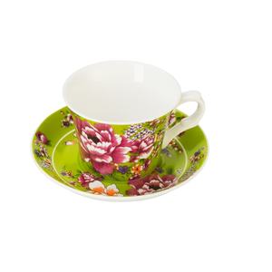 Buenos servicios de impresión de transferencia de agua, tazas de té de cerámica de café de peonía de diseño clásico al por mayor de Color verde de alta calidad - Product Image 1