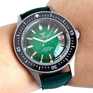 Orologio Meccanico da Uomo Stile 50-FATHOMS con Quadrante Verde a Motivo Tazza di Tè, Vetro Zaffiro Bombato, Movimento NH35A, Cassa Sabbiata, Resistenza 10ATM - Product Image 3