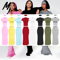 Ensemble robe longue décontractée pour femmes, vêtements de printemps et d'été, vêtements de maison, t-shirt à manches courtes en coton, robe longue décontractée ajustée