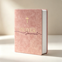 Cuaderno de Oración y Devoción Personalizado, Elegante, de Cartón Rosa, con Impresión Digital en Relieve, Tapa Dura, Papel Artístico