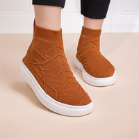 Chaussures montantes unisexe printemps-automne en maille tricotée, style chaussette, grandes tailles, respirantes, tendance, décontractées, type baskets de skate, en stock