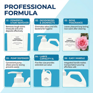 Nettoyant WC Lxpure OEM 5L Liquide Puissant Détachant avec Parfum Rose et Distributeur à Pompe pour Nettoyage en Profondeur <span class=keywords><strong>de</strong></span> la Salle <span class=keywords><strong>de</strong></span> Bain - Product Image 3