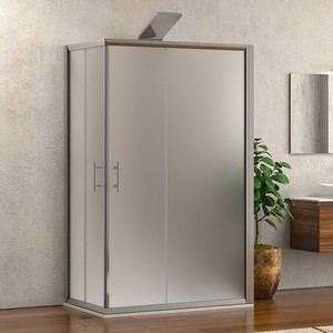 Kamalu KF1000 Cabina Doccia Moderna a Tre Lati 90x80x90 con Doppia Porta Scorrevole in Vetro Opaco Anticalcare da 6mm Pieghevole - Product Image 2