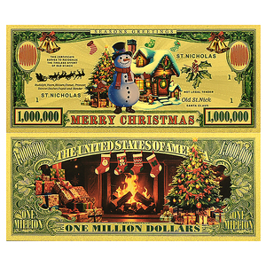 Billet de banque en or 24 carats Noël 2026, 1 000 000 USD, pièce de collection, cadeau de monnaie de Noël pour enfants, décoration familiale, 15x7cm, double face - Product Image 5