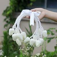 Bouquet de mariée de haute qualité, fleurs artificielles, calla, chaîne de perles, bouquet de mariage, arrangement floral à tenir à la main, décoration