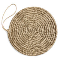Sous-verre en corde de jute naturelle pour table à manger, comptoir de cuisine, bar à café avec boucle de suspension pour décoration murale