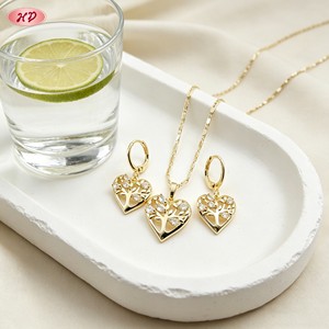 Hengdian Big Fashion 18K Gold Plated Cheap <strong>Jewellery</strong> Heart Tree Shape Enamel ZIRCON Jewelry <strong>Set</strong> <strong>for</strong> <strong>Women</strong> - Product Image 2