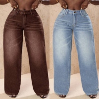 Jeans évasés grande taille pour femmes, Jeans à franges tendance pour femmes, Pantalons amples à jambes larges pour femmes, Jeans délavés pour femmes