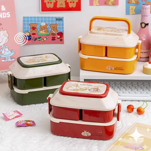 Boîte à lunch portable mignonne et <span class=keywords><strong>kawaii</strong></span> pour les filles, les écoliers, les pique-niques, boîte bento, boîte à nourriture pour micro-ondes avec compartiments, contenants de rangement - Product Image 1