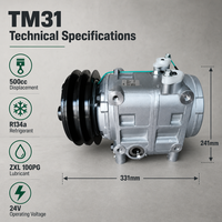 Compresseur de remplacement TM31 pour système de climatisation de bus 500cc 24V réfrigérant R134a