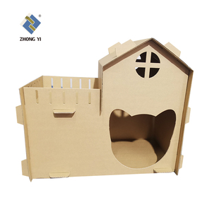 Casa para gatos de cartón reciclable ensamblada personalizada DIY, casa para gatos de interior - Product Image 2