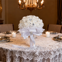Bouquet de mariée occidental en soie avec nœud en ruban, décoration blanche, rose artificielle, fournitures de mariage