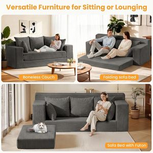 Foldable Three Seater <b>Sofa</b> <b>Bed</b> Sponge Filling Square Shape Living Room Use - Product Image 4