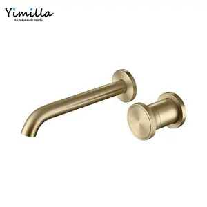 new design bathroom basin brushed gold wall mount cold and hot faucets mixers taps with box