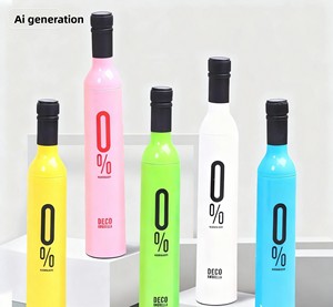 Paraguas Promocionales con Diseño Nuevo X928, Logotipo Personalizado Impreso al por Mayor, Paraguas con Forma de Botella de Vino para Regalo Publicitario - Product Image 2