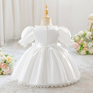 Nuovo Stile Abito da Battesimo per Bambina, Elegante Vestito Principessa in Pizzo, Abito Gonfio con Cappello per <span class=keywords><strong>Cerimonia</strong></span> del Primo Mese - Product Image 3