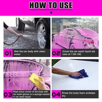 Shampoing auto moussant rose haute performance, nettoyant pré-lavage et cire pour peinture automobile, liquide de nettoyage vitres, fluide d'entretien auto
