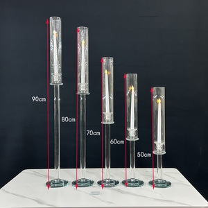 LANJO Chandelier de luxe en métal et acrylique à longue tige, porte-bougie en cristal, centre de table de mariage - Product Image 3