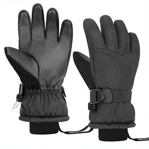 Guantes de Esquí Unisex Aislantes, Térmicos, con Cierre de Cordón, Negros, de Poliéster, para Deportes de Nieve al Aire Libre - Product Image 2